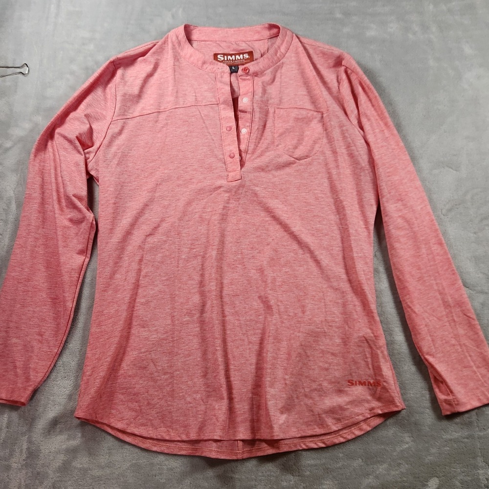 Simms Women's Drifter Henley Fishing Shirt  Long-sleeved Fishing Orange Large‎